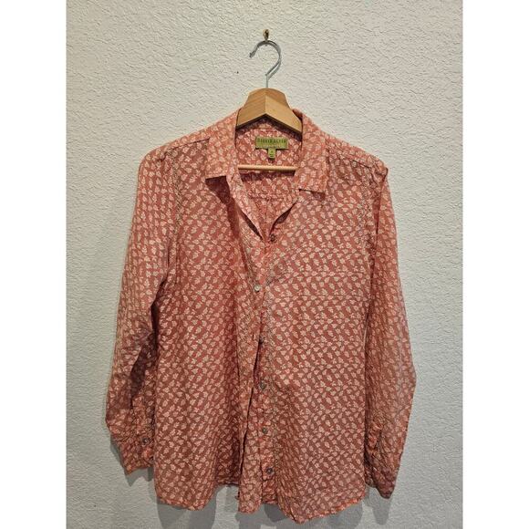 Sigrid Olsen peach print buttoned down sz 6 - Picture 1 of 4